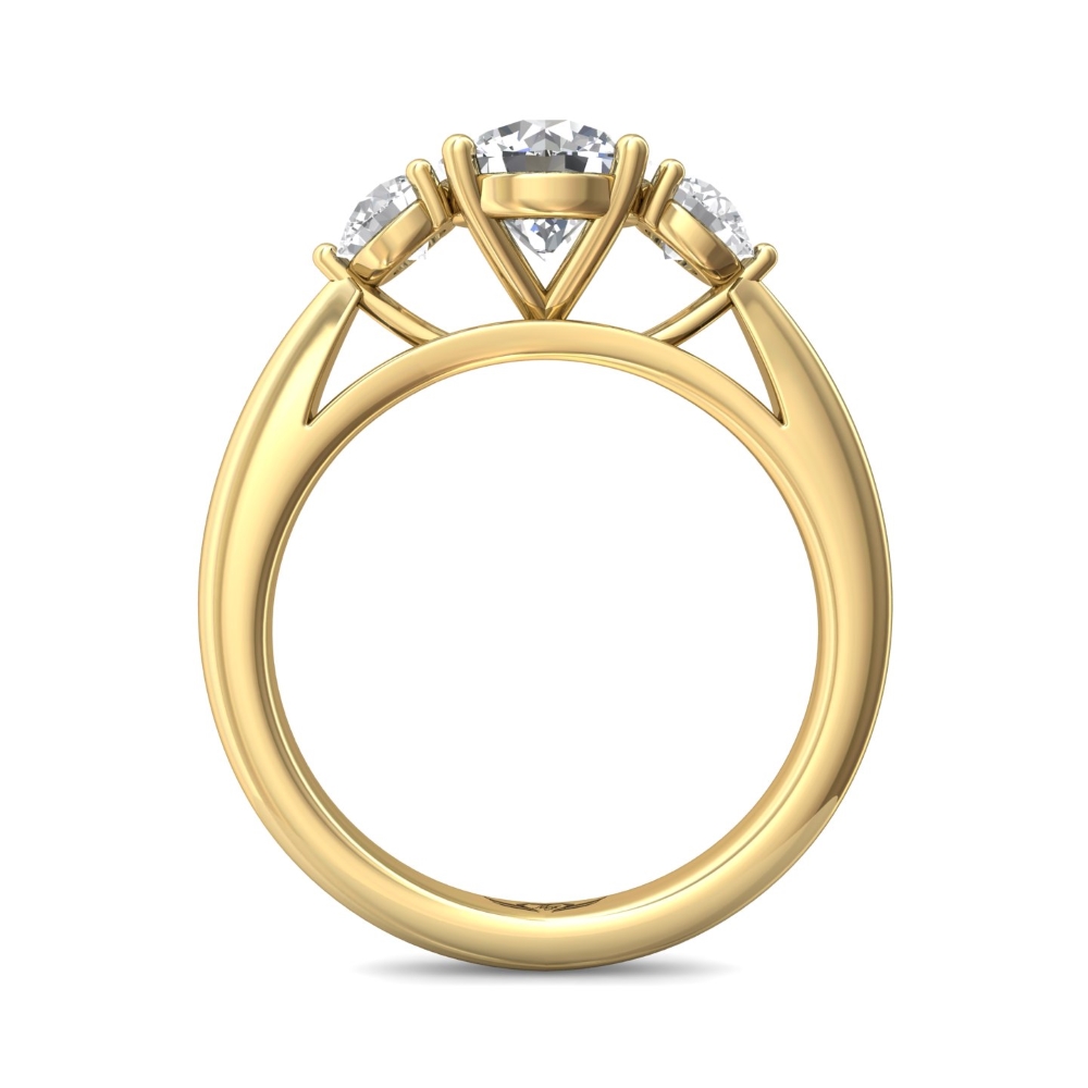 18K Yellow Gold Round Diamond Engagement Ring