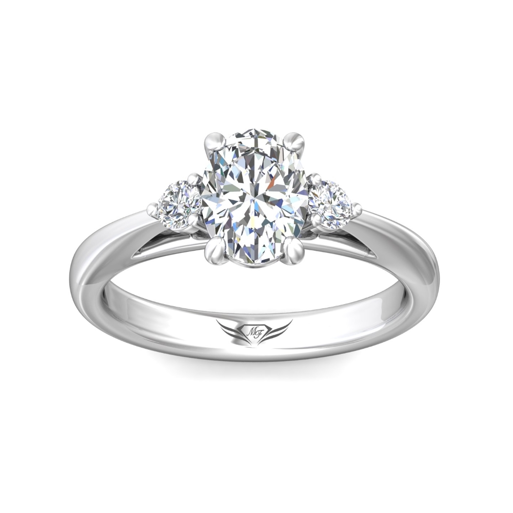 14K White Gold Oval Diamond Engagement Ring