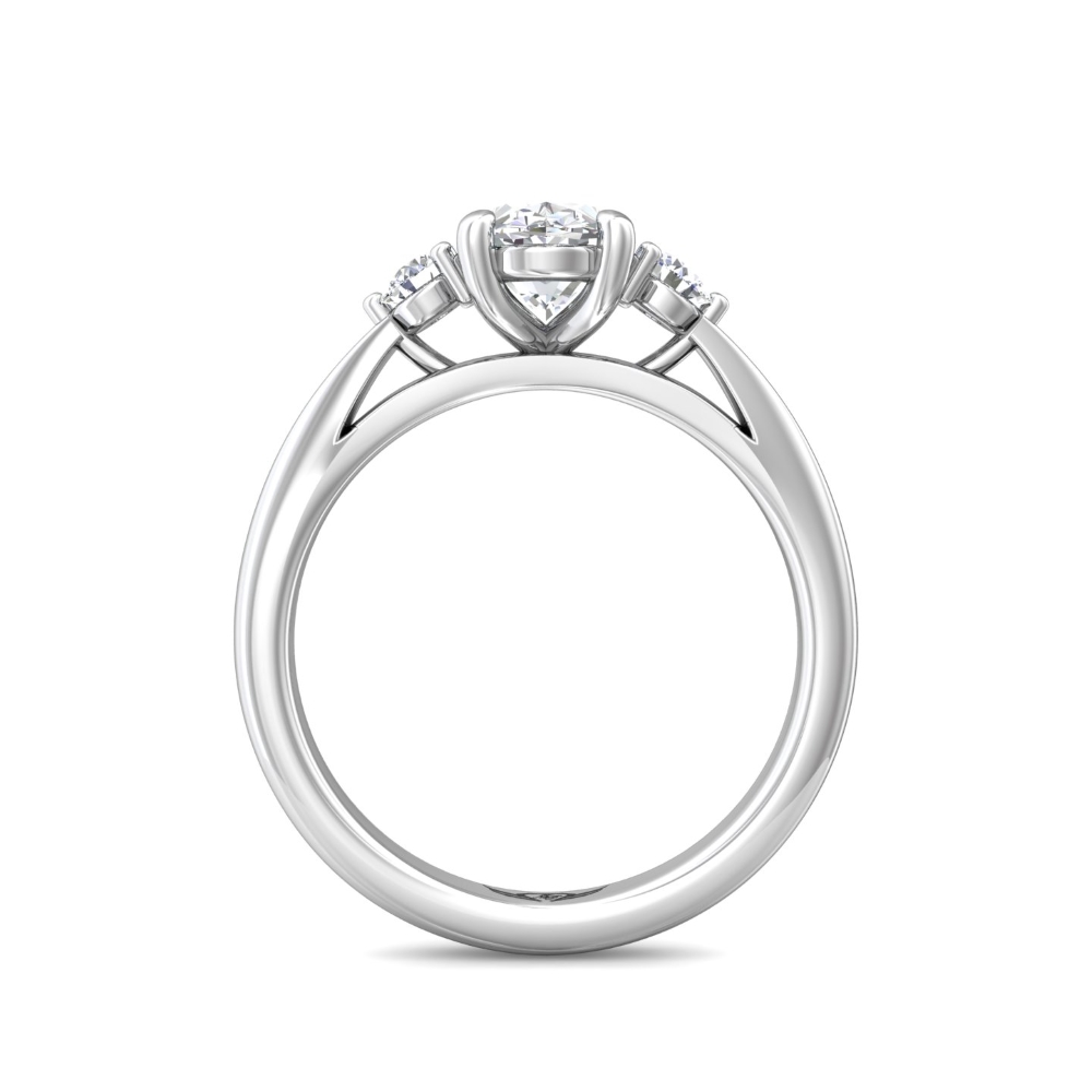 14K White Gold Oval Diamond Engagement Ring