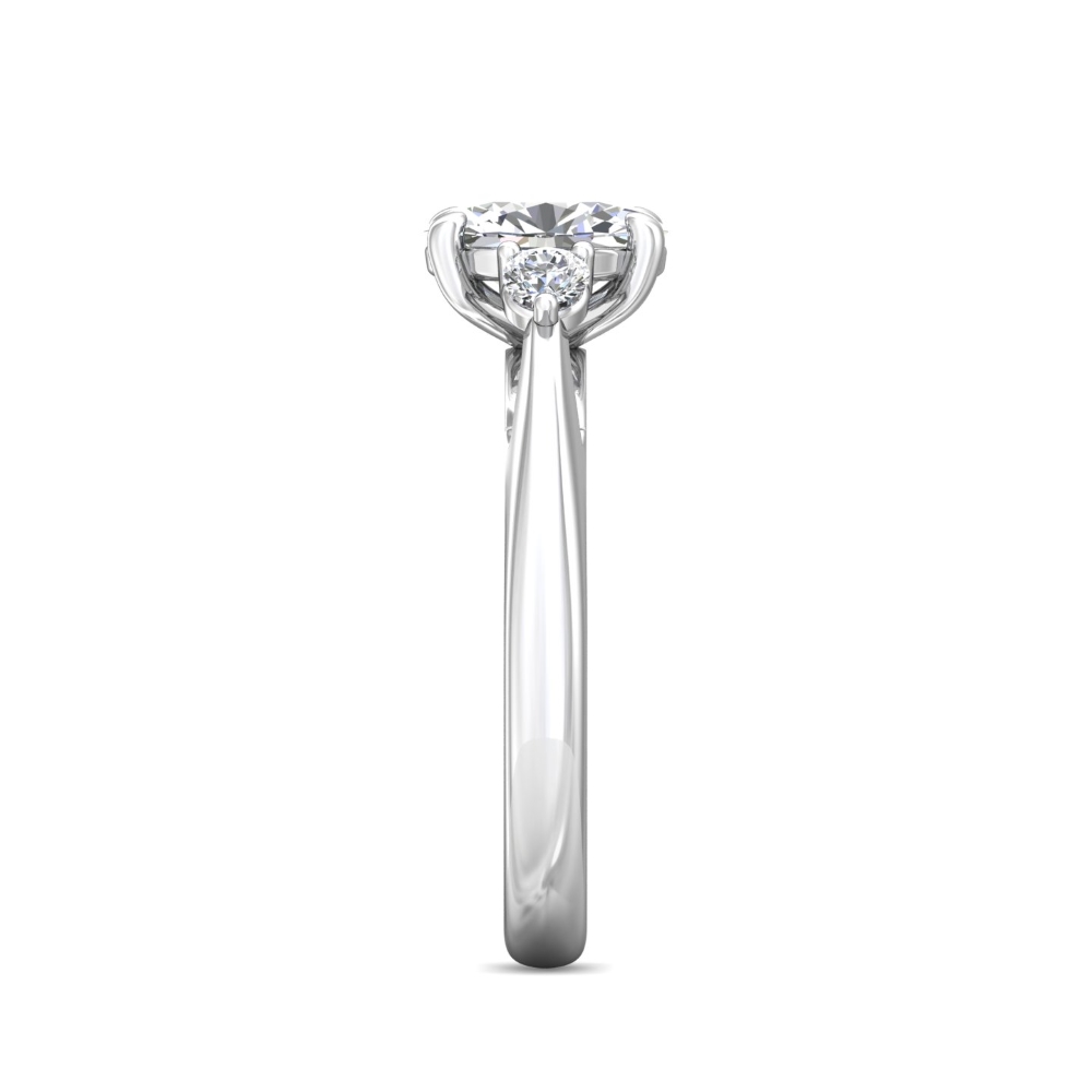 14K White Gold Oval Diamond Engagement Ring