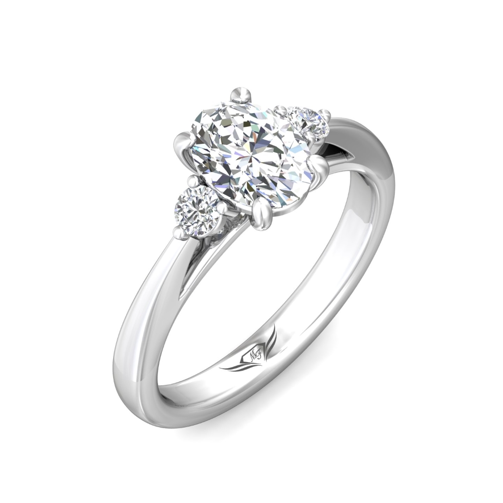 14K White Gold Oval Diamond Engagement Ring