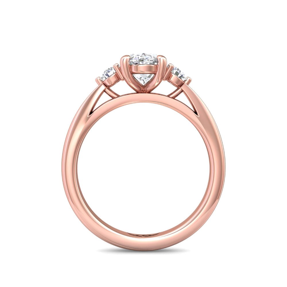 14K Rose Gold Oval Diamond Engagement Ring
