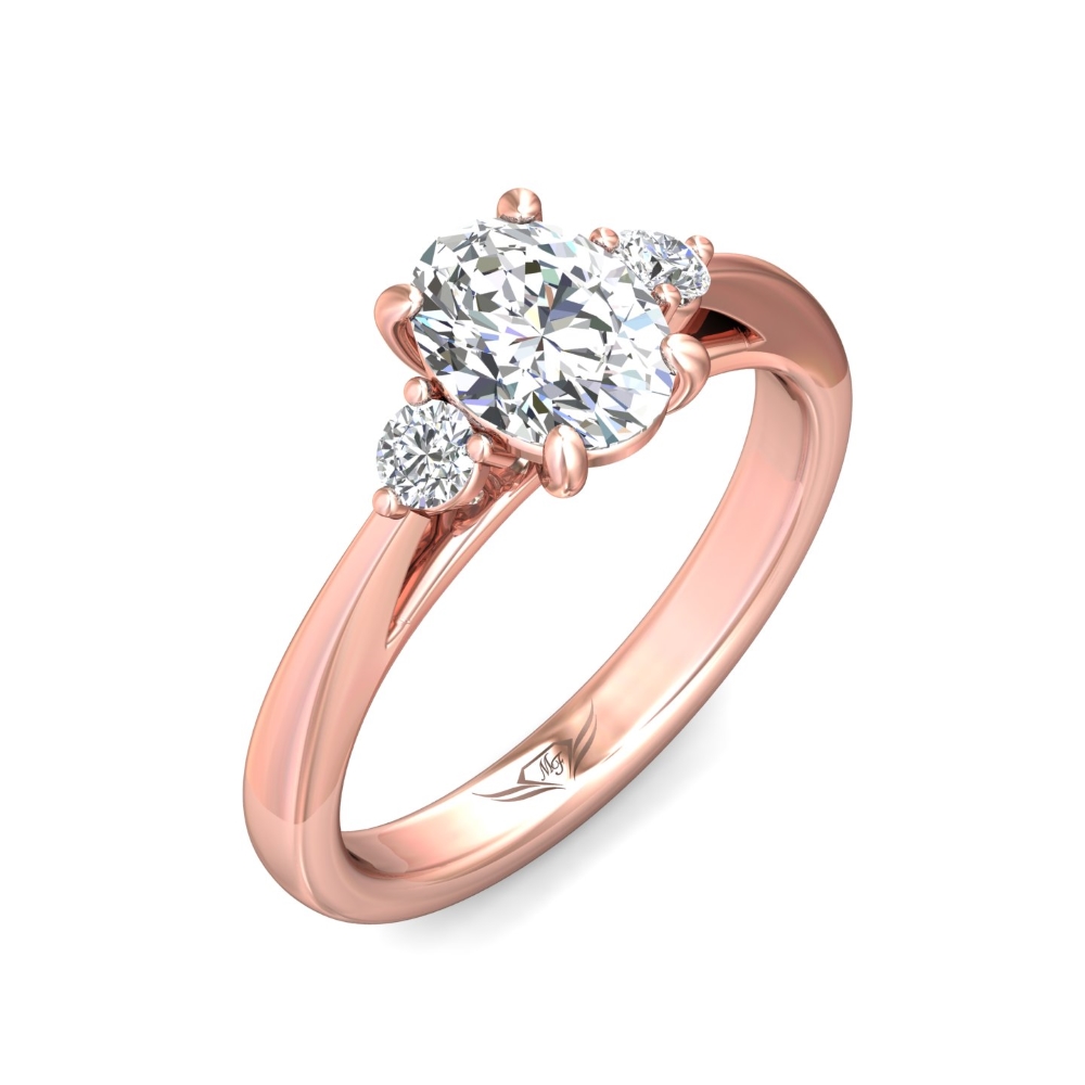 14K Rose Gold Oval Diamond Engagement Ring