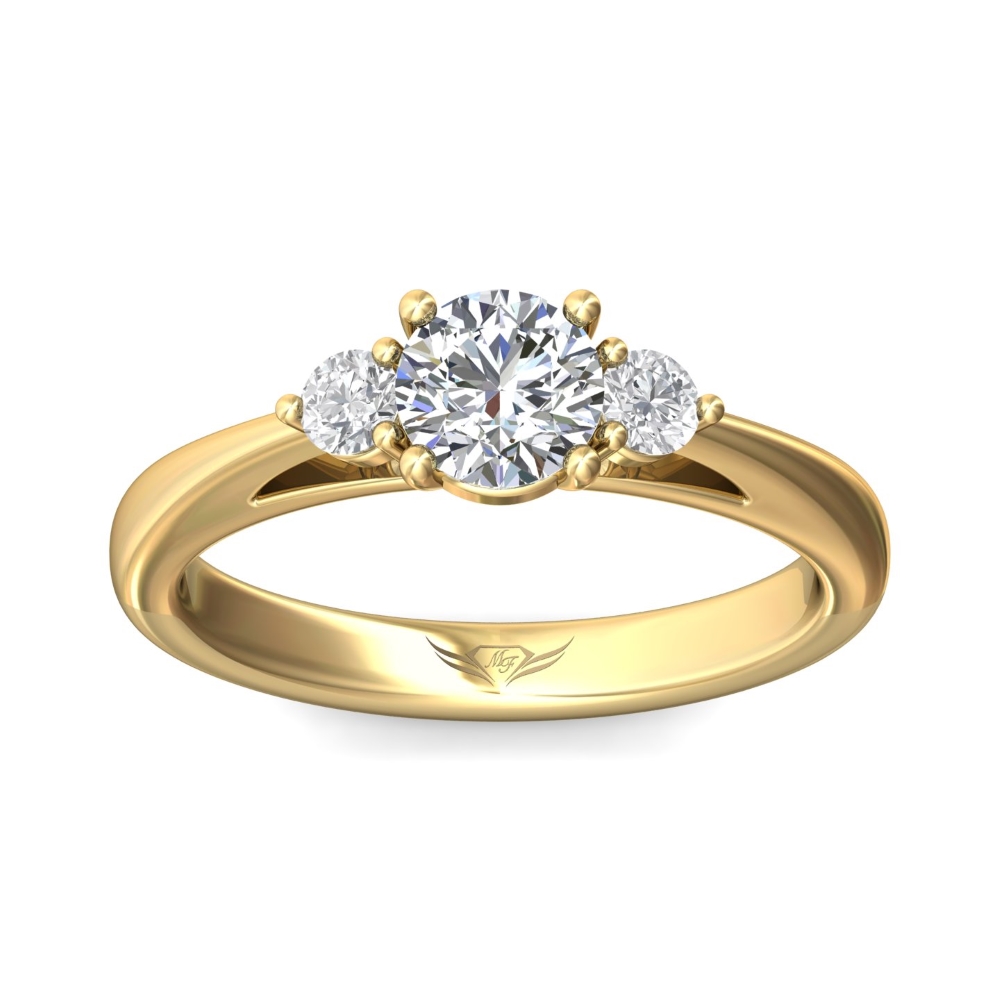 18K Yellow Gold Round Diamond Engagement Ring