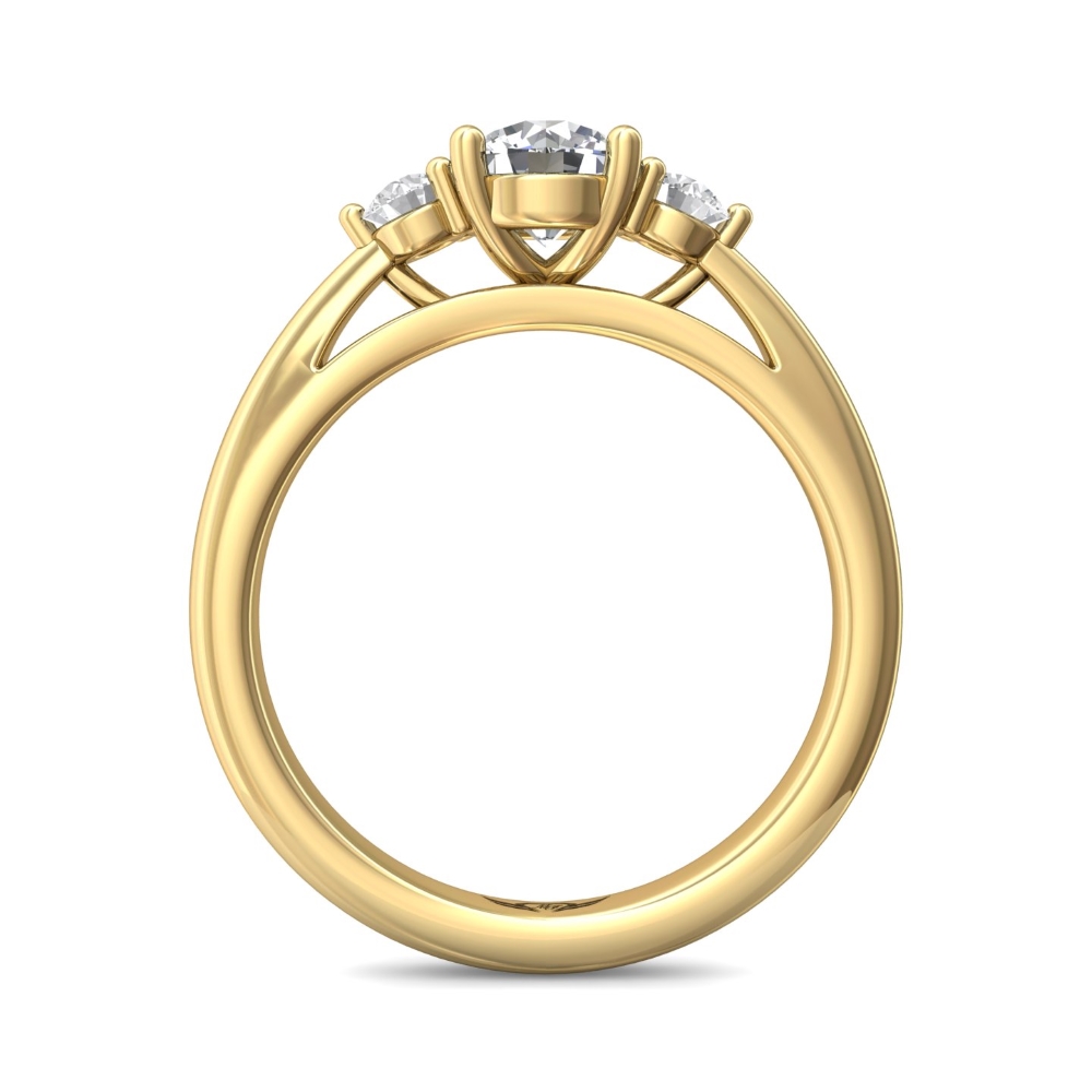 18K Yellow Gold Round Diamond Engagement Ring