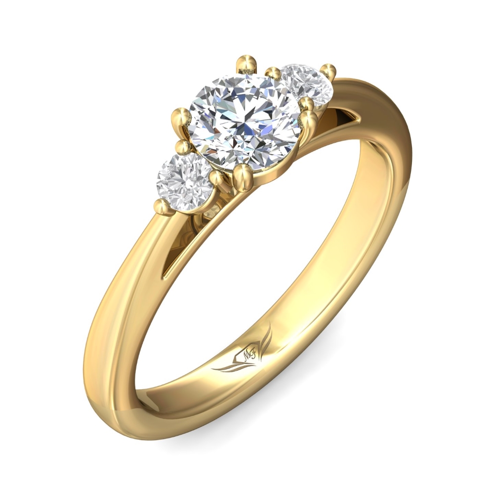 18K Yellow Gold Round Diamond Engagement Ring