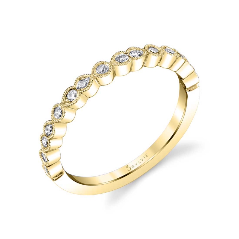 Delicate Yellow Gold Stackable Diamond Band - Selma