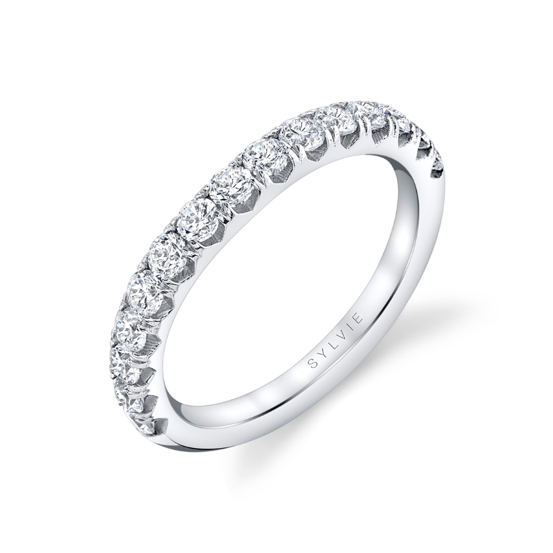 Wide Band Diamond Wedding Band - Andrea