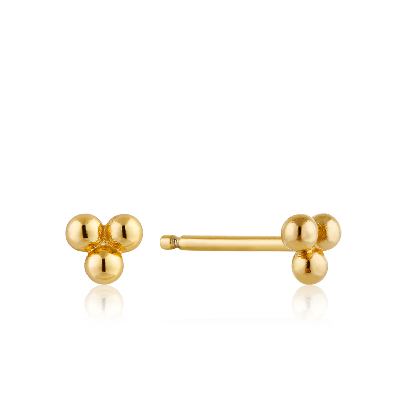 ANIA HAIE 14K GOLD PLATED ON STERLING SILVER MODERN TRIPLE BALL STUD EARRINGS