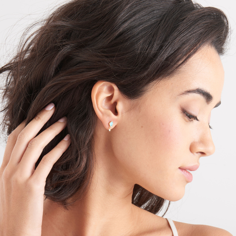 Turquoise Drop Stud Earrings