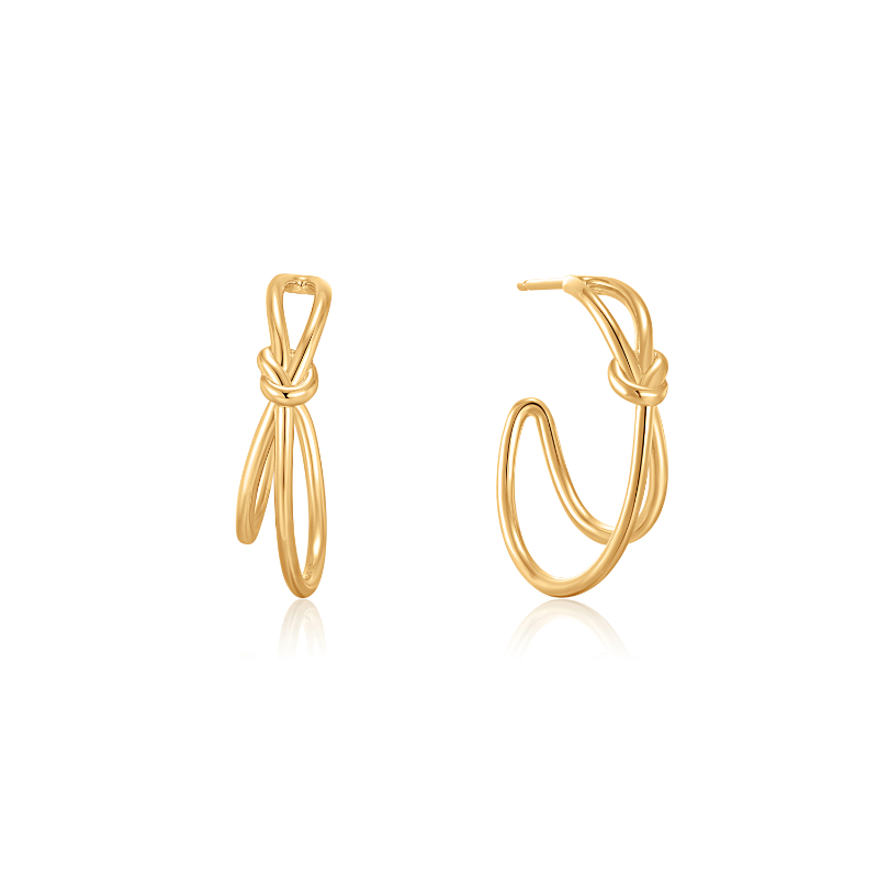 ANIA HAIE 14K GOLD PLATED ON STERLING SILVER KNOT STUD HOOP EARRINGS