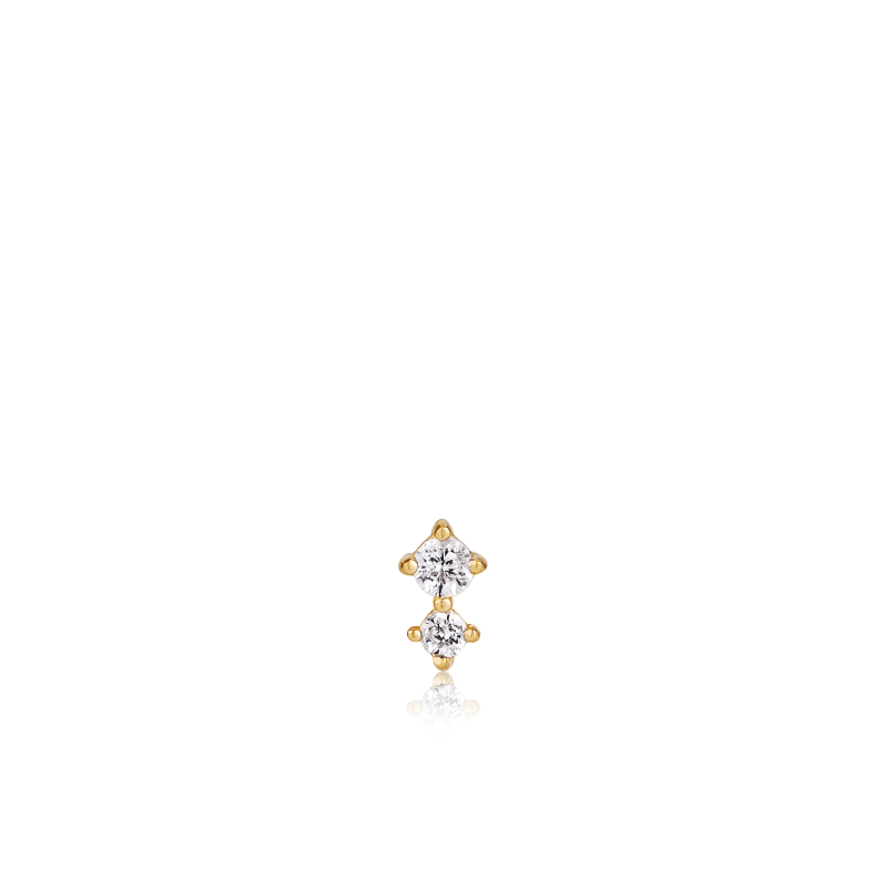 Gold Double Sparkle Barbell Single Earring