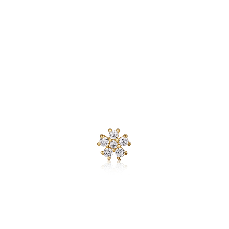 Gold Sparkle Flower Barbell Single Earring