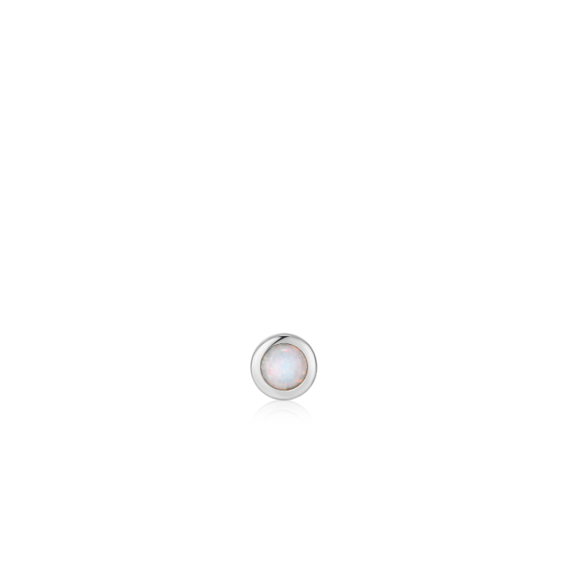 Silver Kyoto Opal Bezel Barbell Single Earring