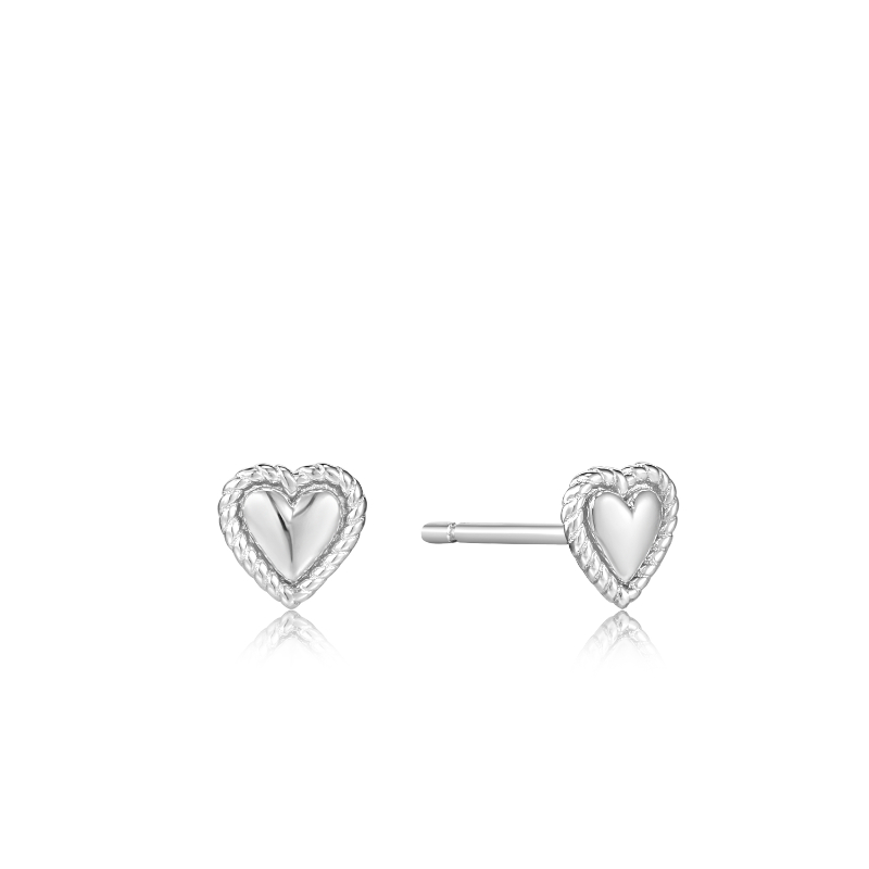 ANIA HAIE STERLING SILVER ROPE HEART STUD EARRINGS
