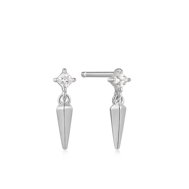 ANIA HAIE STERLING SILVER SPARKLE SPIKE STUD EARRINGS