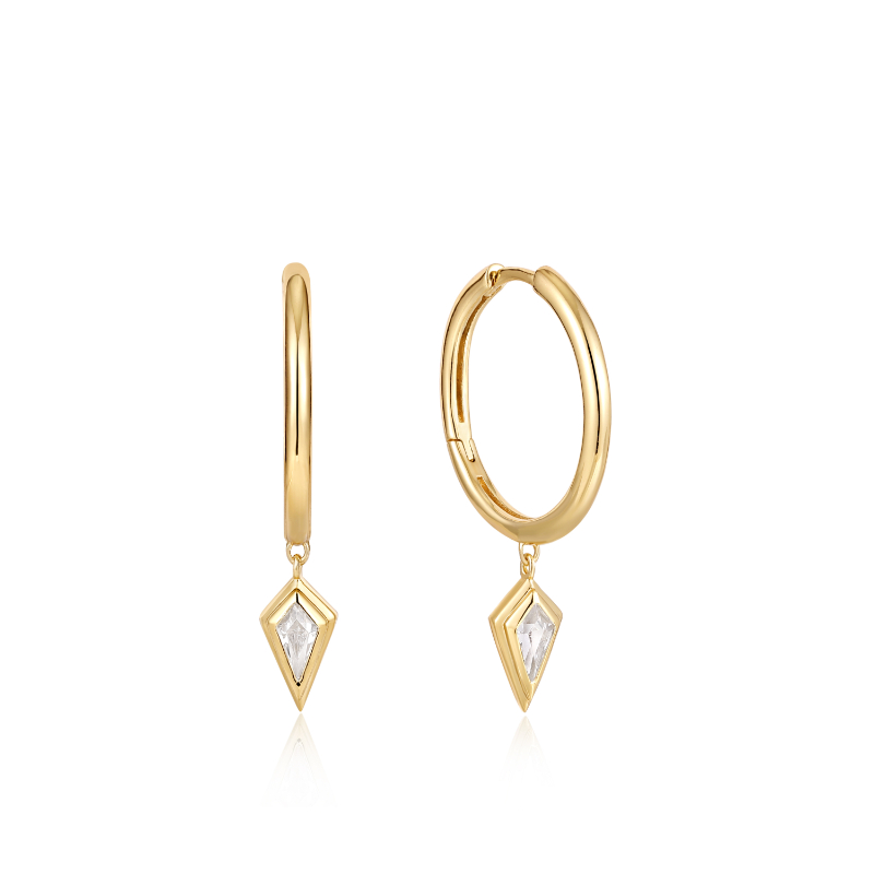 ANIA HAIE 14K GOLD PLATED ON STERLING SILVER SPARKLE DROP PENDANT HOOP EARRINGS