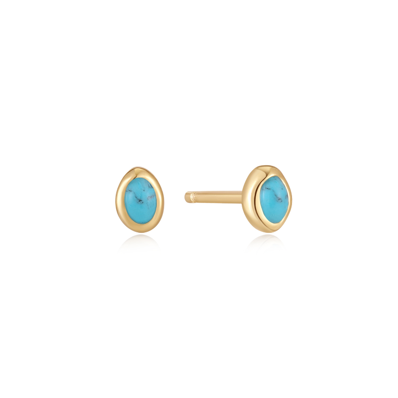 ANIA HAIE 14K GOLD PLATED ON STERLING SILVER YURQUOISE WAVE STUD EARRINGS