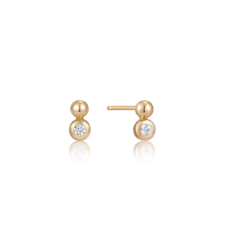 ANIA HAIE STERLING SILVER GOLD PLATED ORB SPARKLE STUD EARRINGS