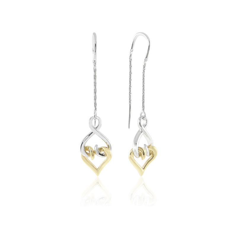 14K Solid Gold & Sterling Silver Threader Drop Earrings