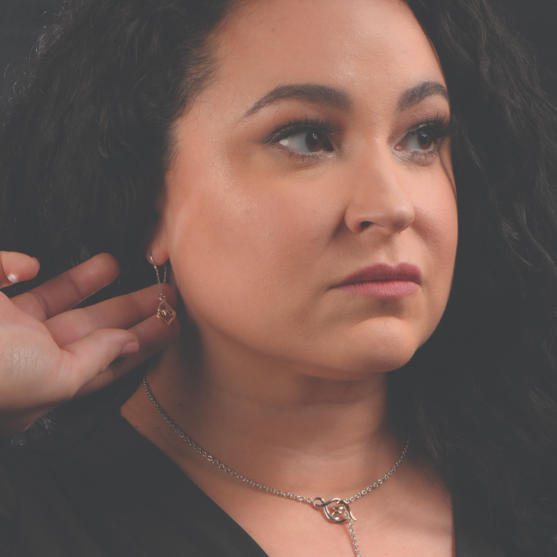18K Solid Gold & Sterling Silver Threader Drop Earrings
