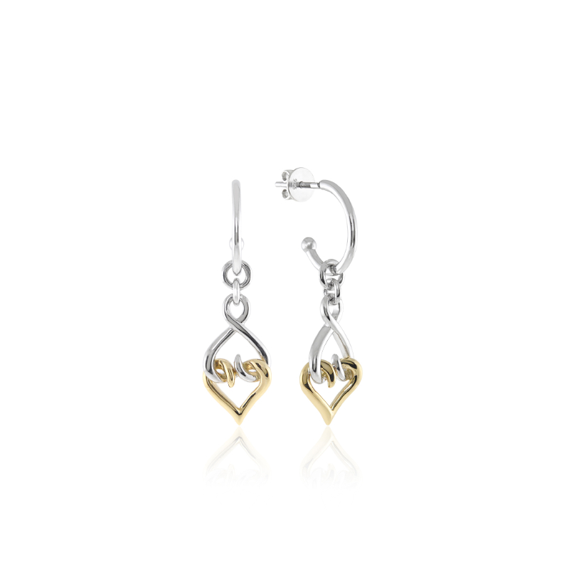 Sterling Silver 18K Solid Gold Hoop Dangle Earrings