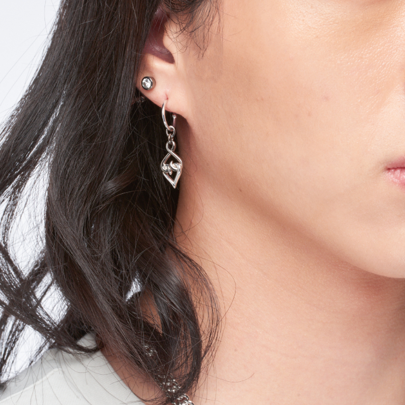 Sterling Silver and Black Silver Hoop Dangle Earrings