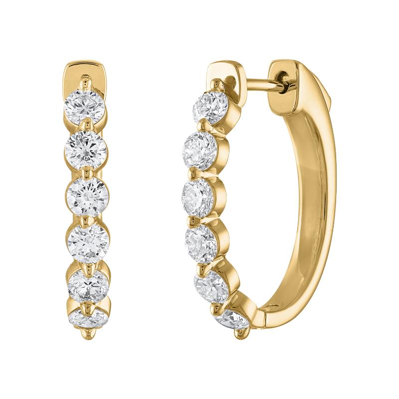 The Maiden Lane 14k Yellow Gold and Diamond Hoops. .50ctw