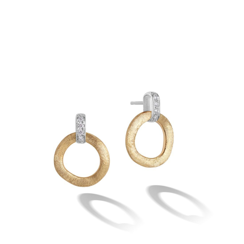 Gold And Diamond Japiur Circle Drop Earrings