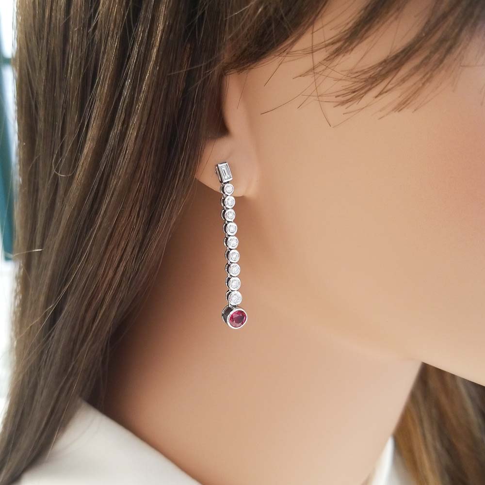 14K White Gold Sapphire Gemstone Earrings