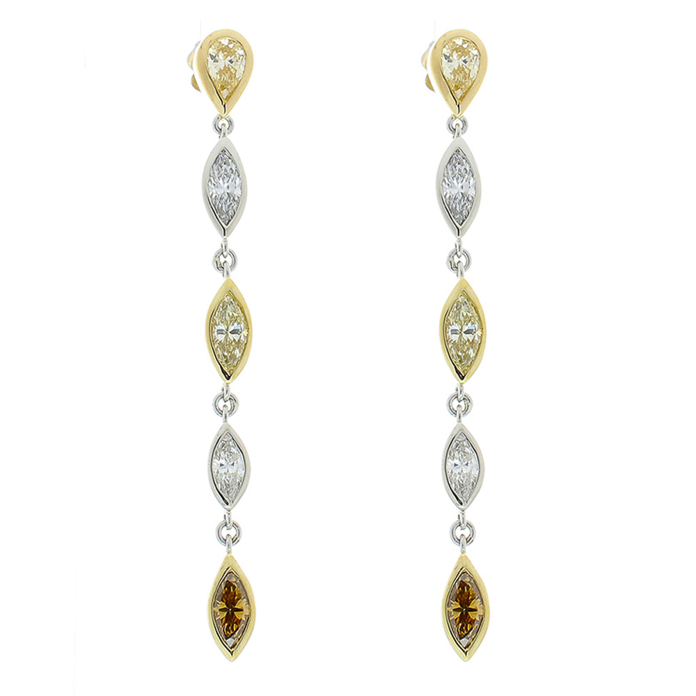 Platinum/Yellow Gold Diamond Gemstone Earrings