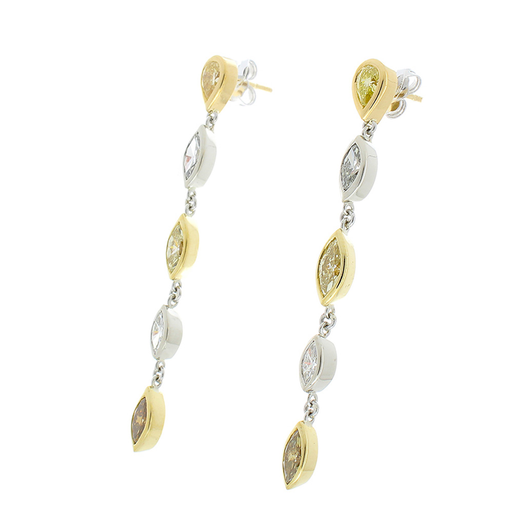 Platinum/Yellow Gold Diamond Gemstone Earrings