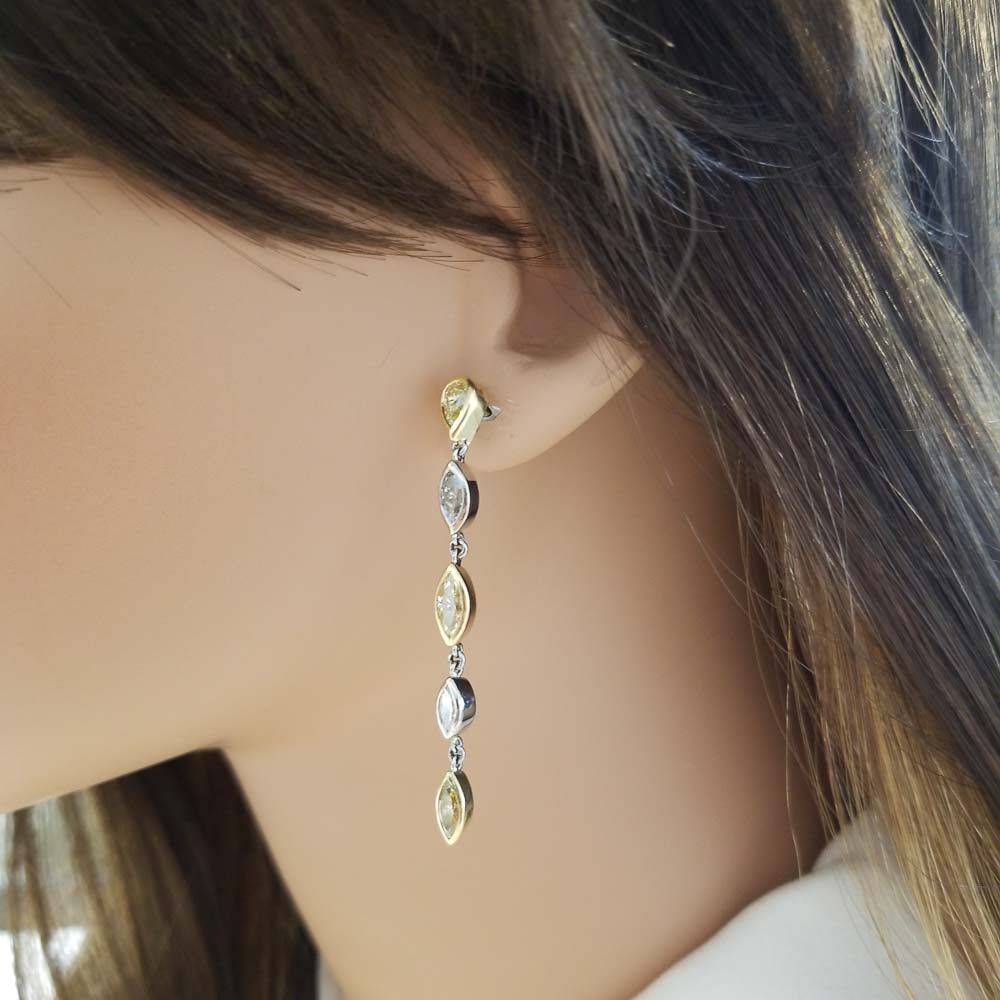 Platinum/Yellow Gold Diamond Gemstone Earrings