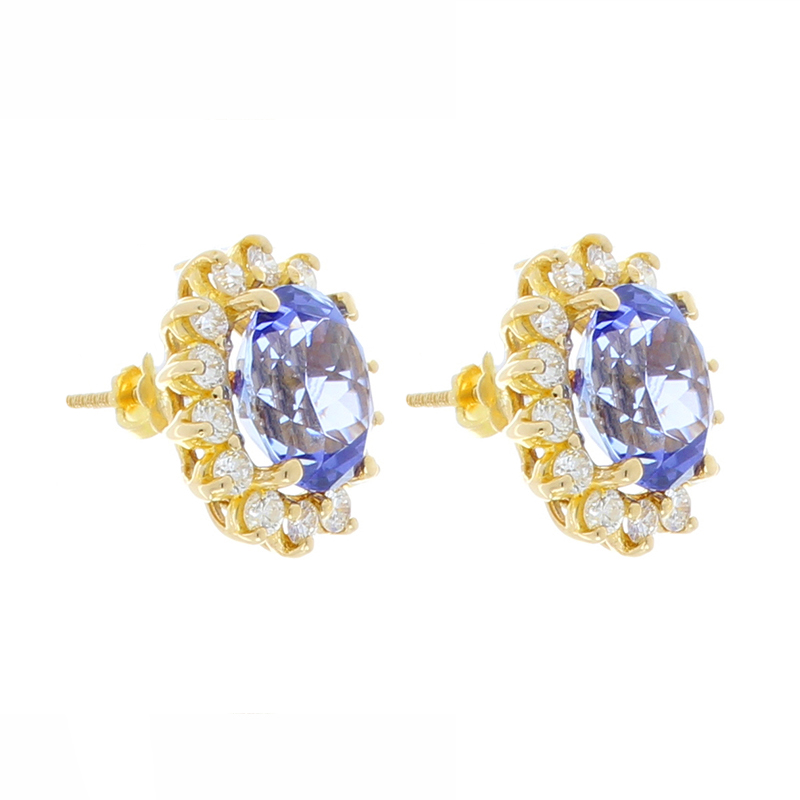 14K Yellow Gold Tanzanite Gemstone Earrings