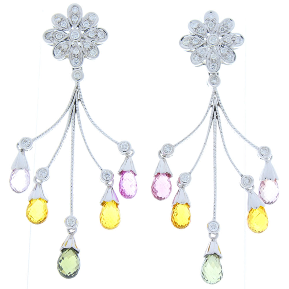18K White Gold Sapphire Gemstone Earrings
