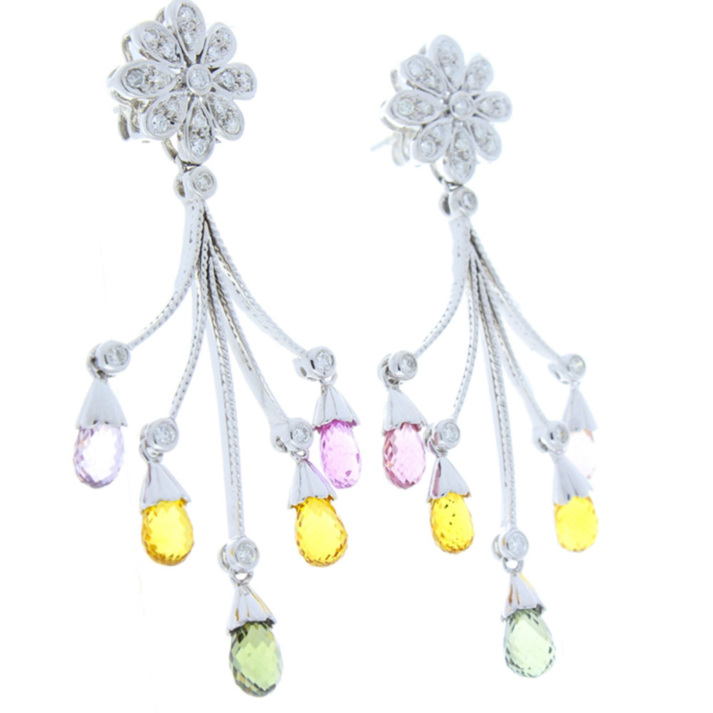 18K White Gold Sapphire Gemstone Earrings