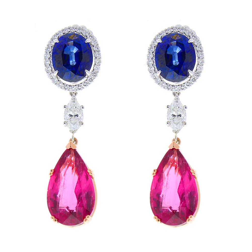 14K Two-Tone Mixed Gemstone Earrings