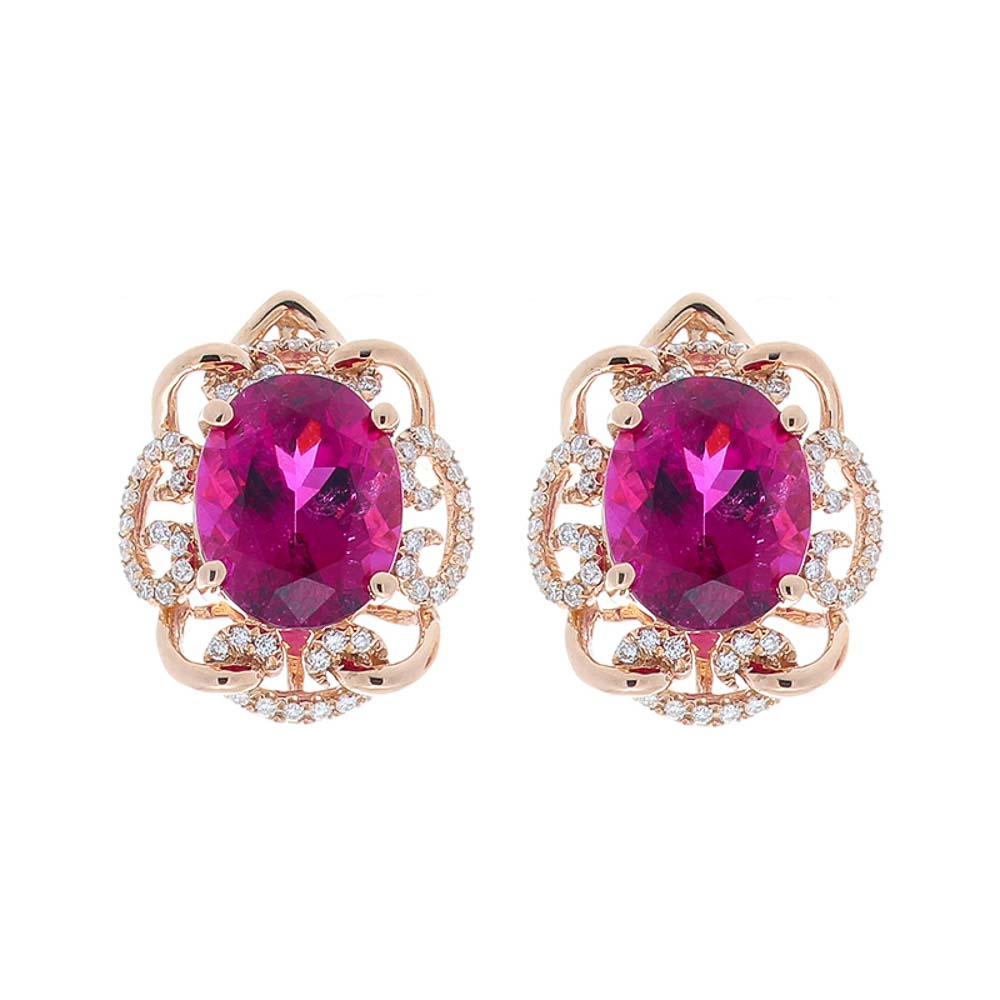 14K Rose Gold Tourmaline Gemstone Earrings