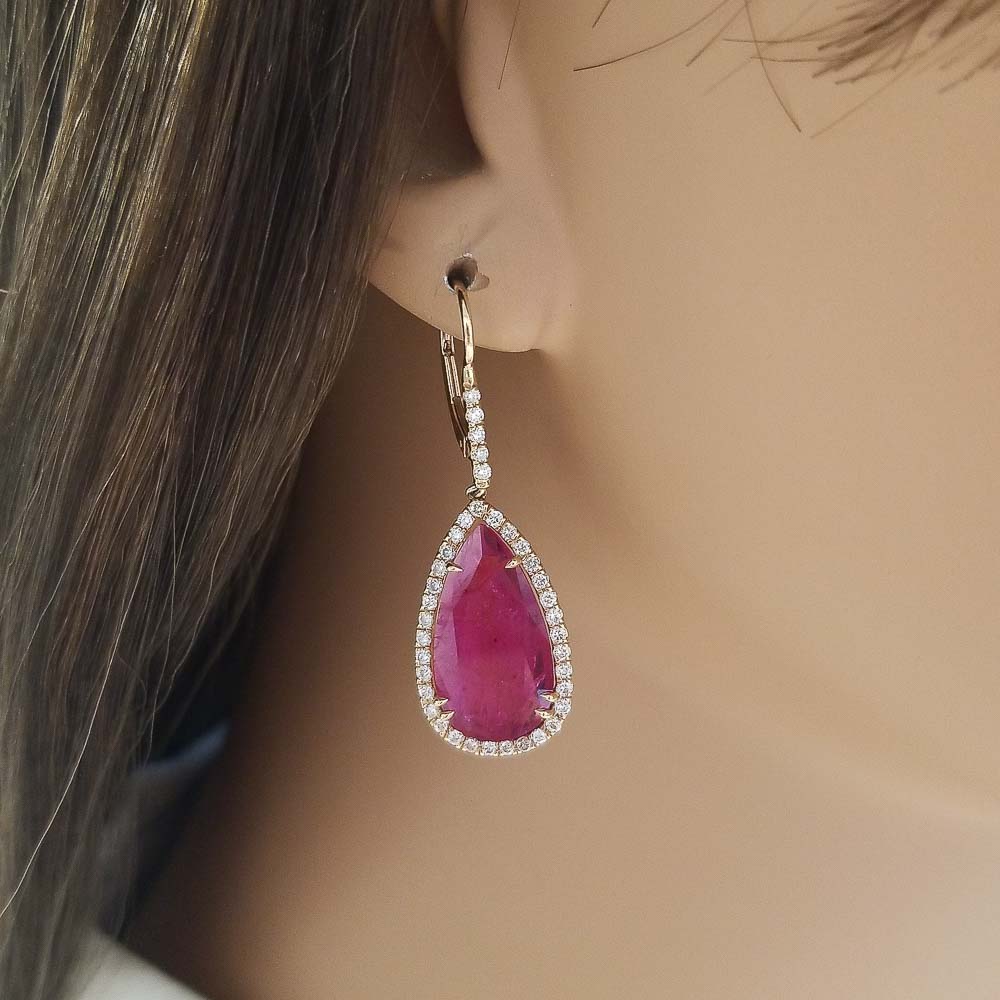 18K Rose Gold Ruby Gemstone Earrings