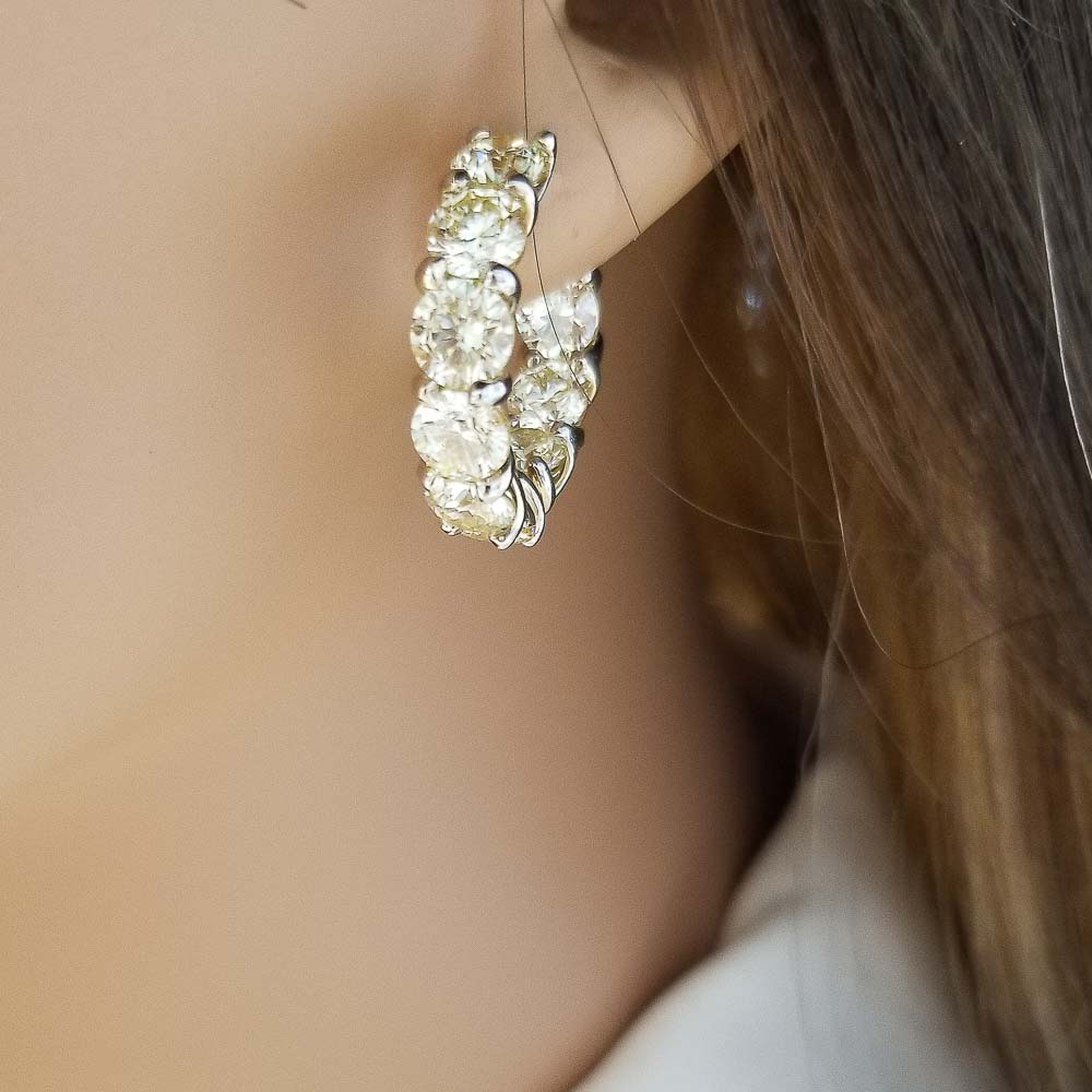 18K Two-Tone Diamond Gemstone Earrings