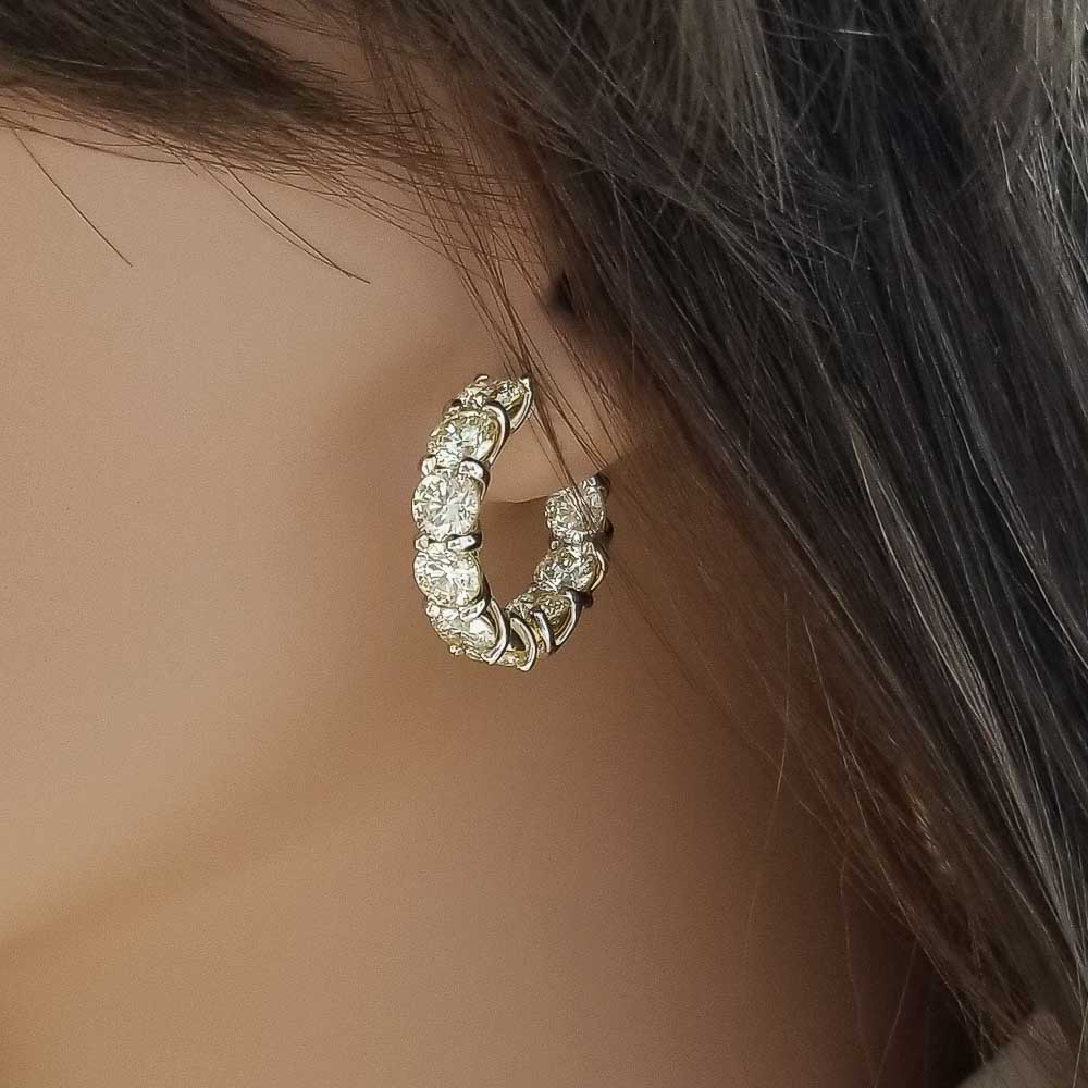 18K Two-Tone Diamond Gemstone Earrings