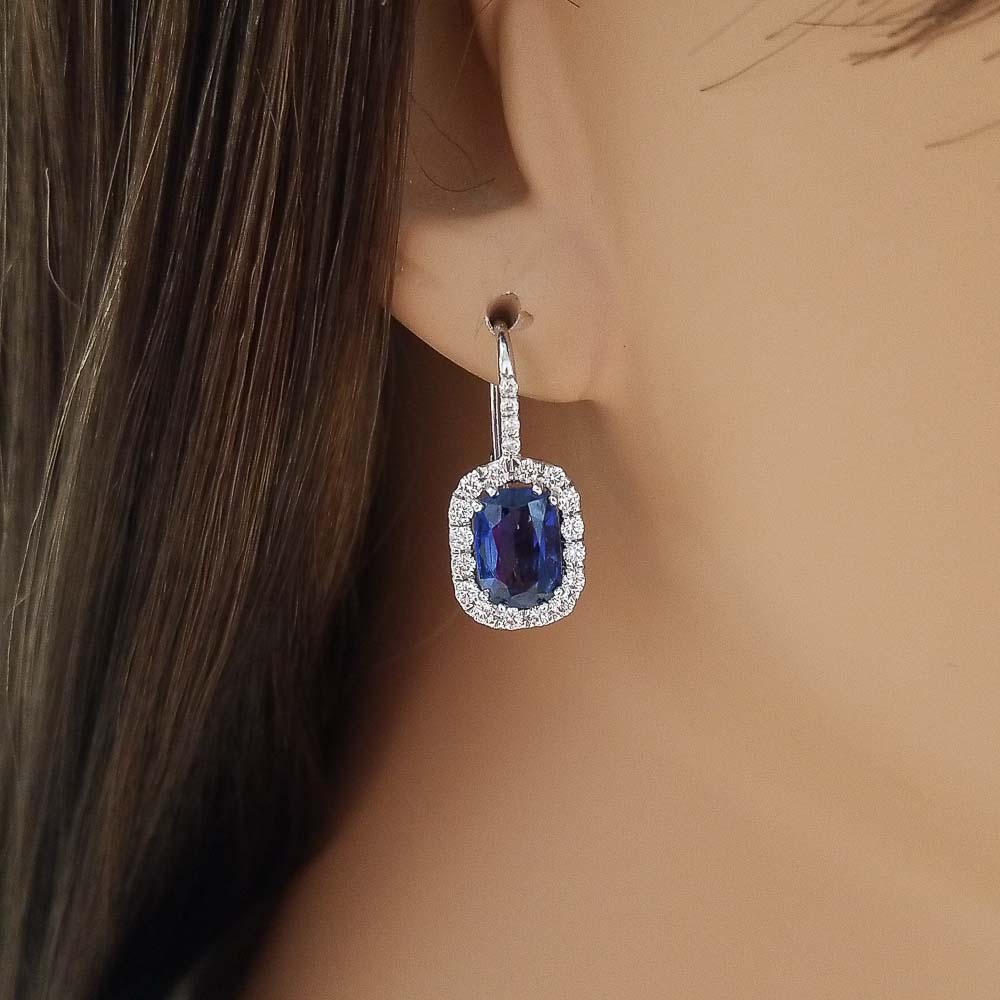 18K White Gold Sapphire Gemstone Earrings