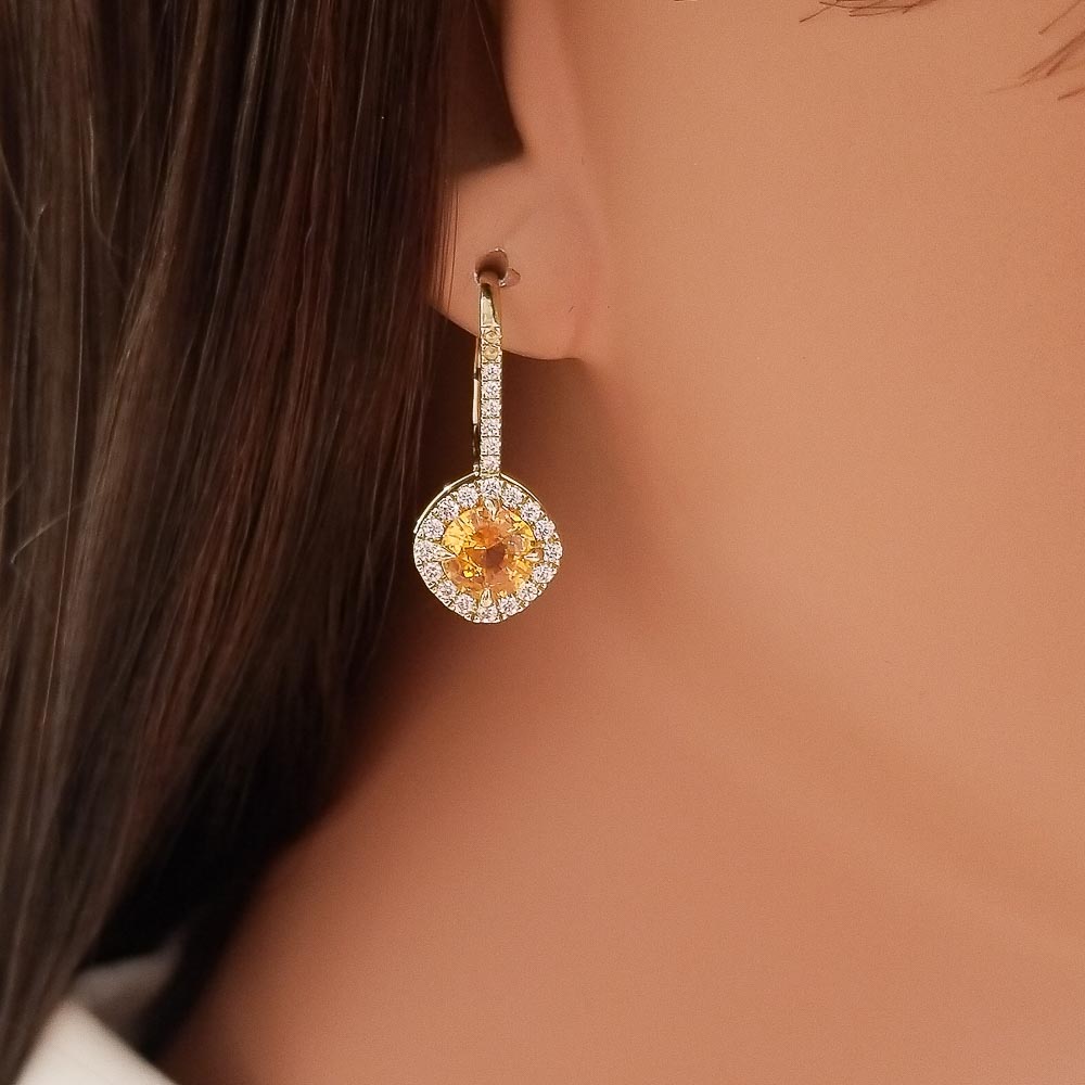 18K Yellow Gold Sapphire Gemstone Earrings