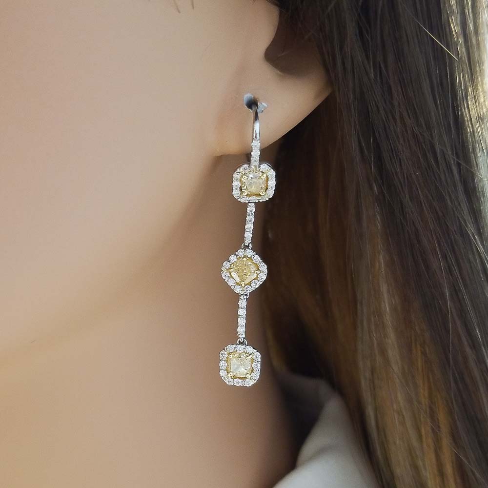 Platinum Diamond Gemstone Earrings