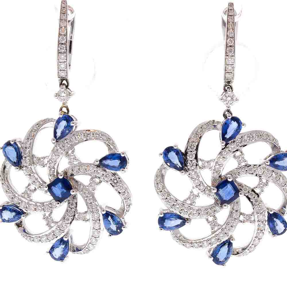 18K White Gold Sapphire Gemstone Earrings