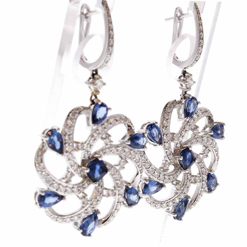 18K White Gold Sapphire Gemstone Earrings