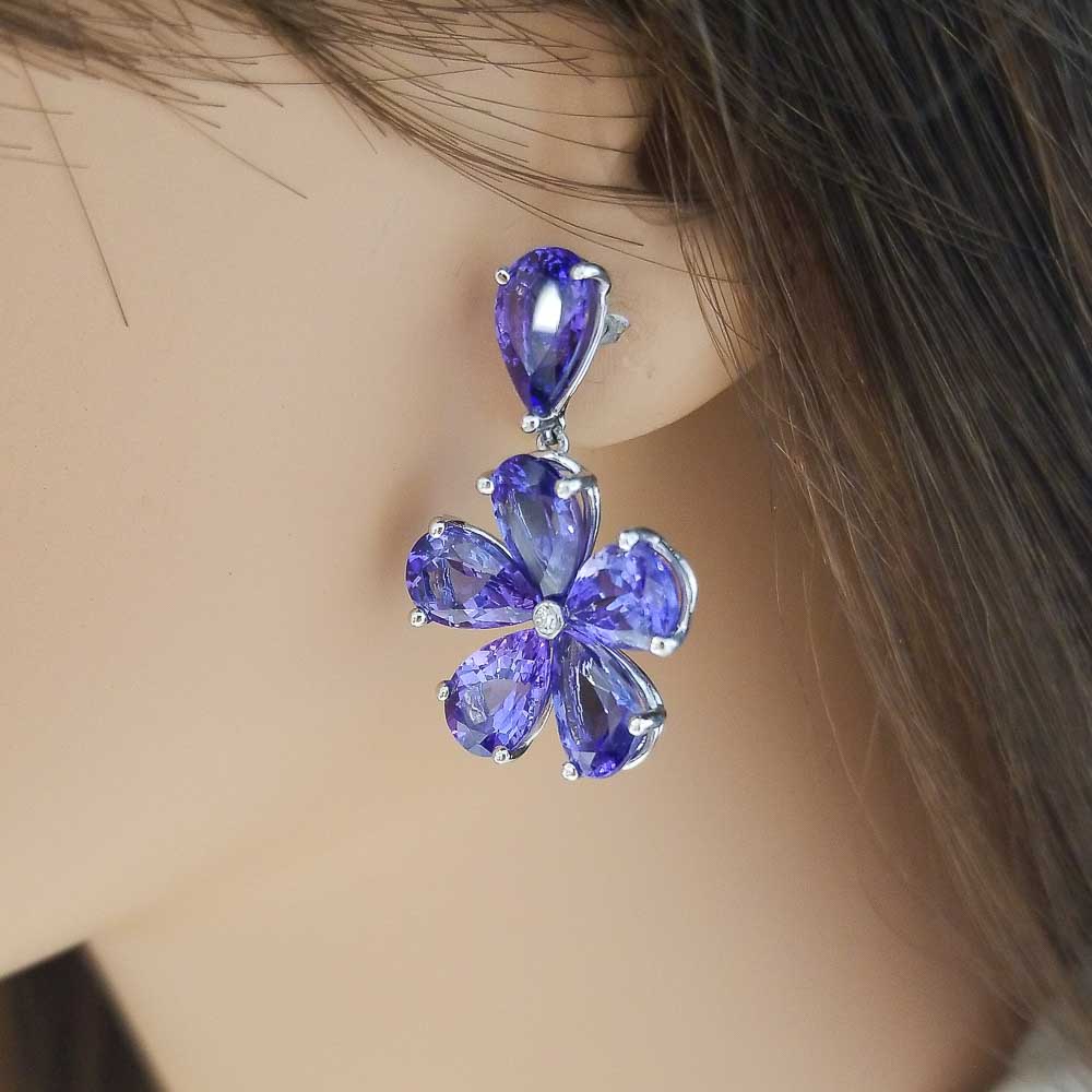 18K White Gold Tanzanite Gemstone Earrings