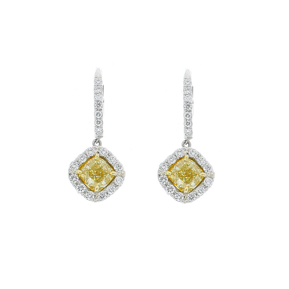 18K Two-Tone Diamond Gemstone Earrings