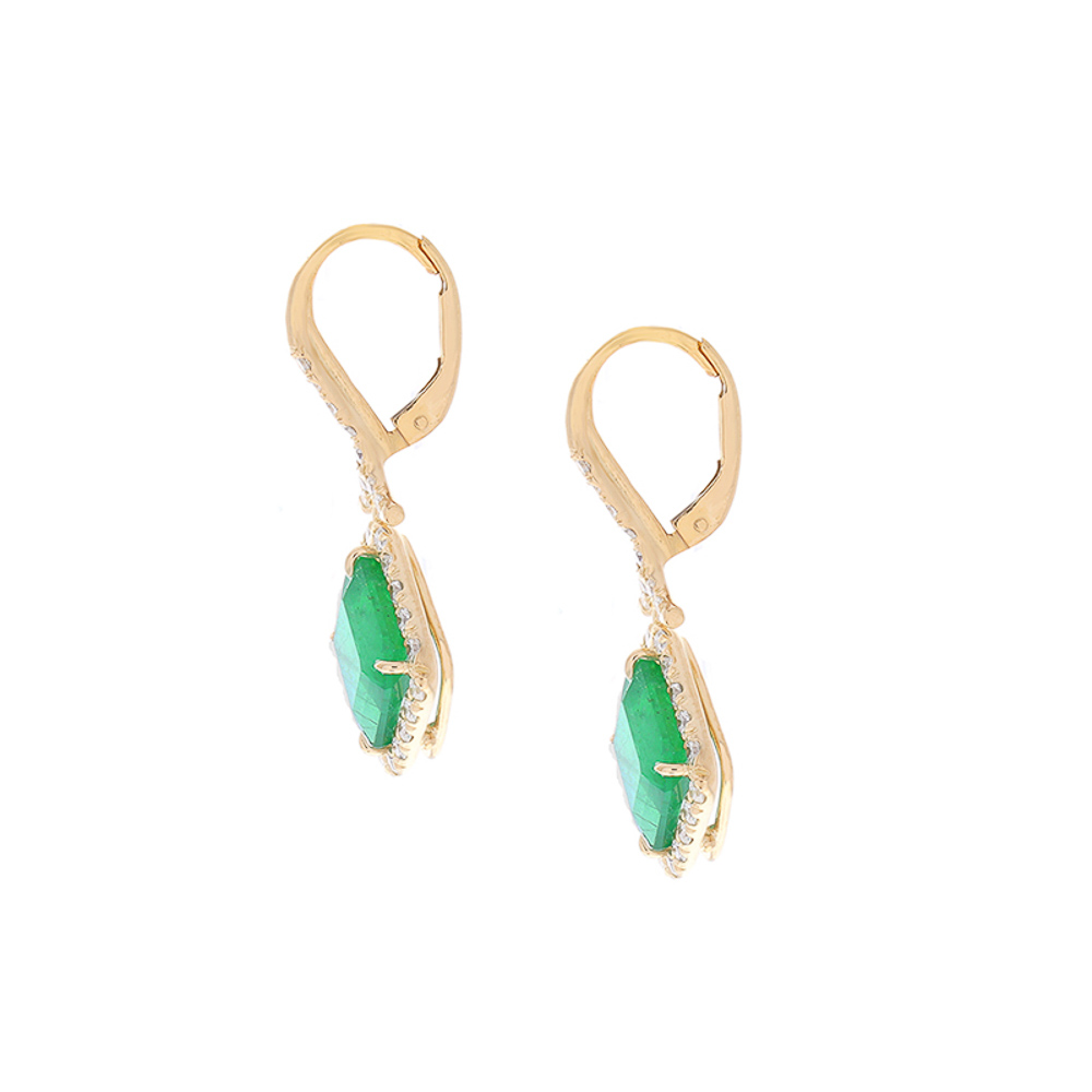 18K Yellow Gold Emerald Gemstone Earrings