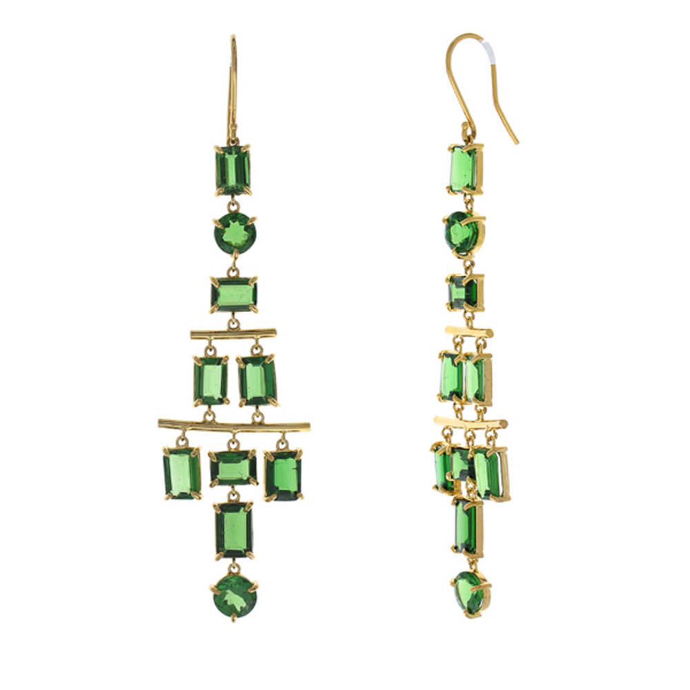 18K Yellow Gold Tsavorite Gemstone Earrings
